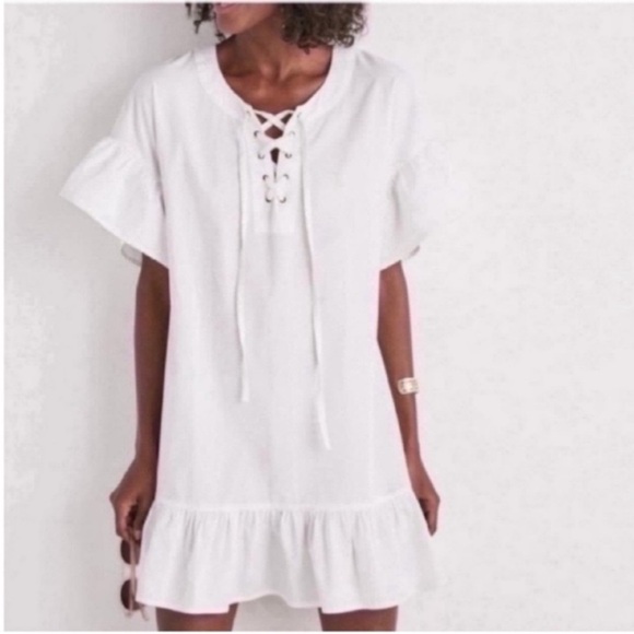 Lucky Brand White Tiered Resort Mini Dress - Picture 1 of 11